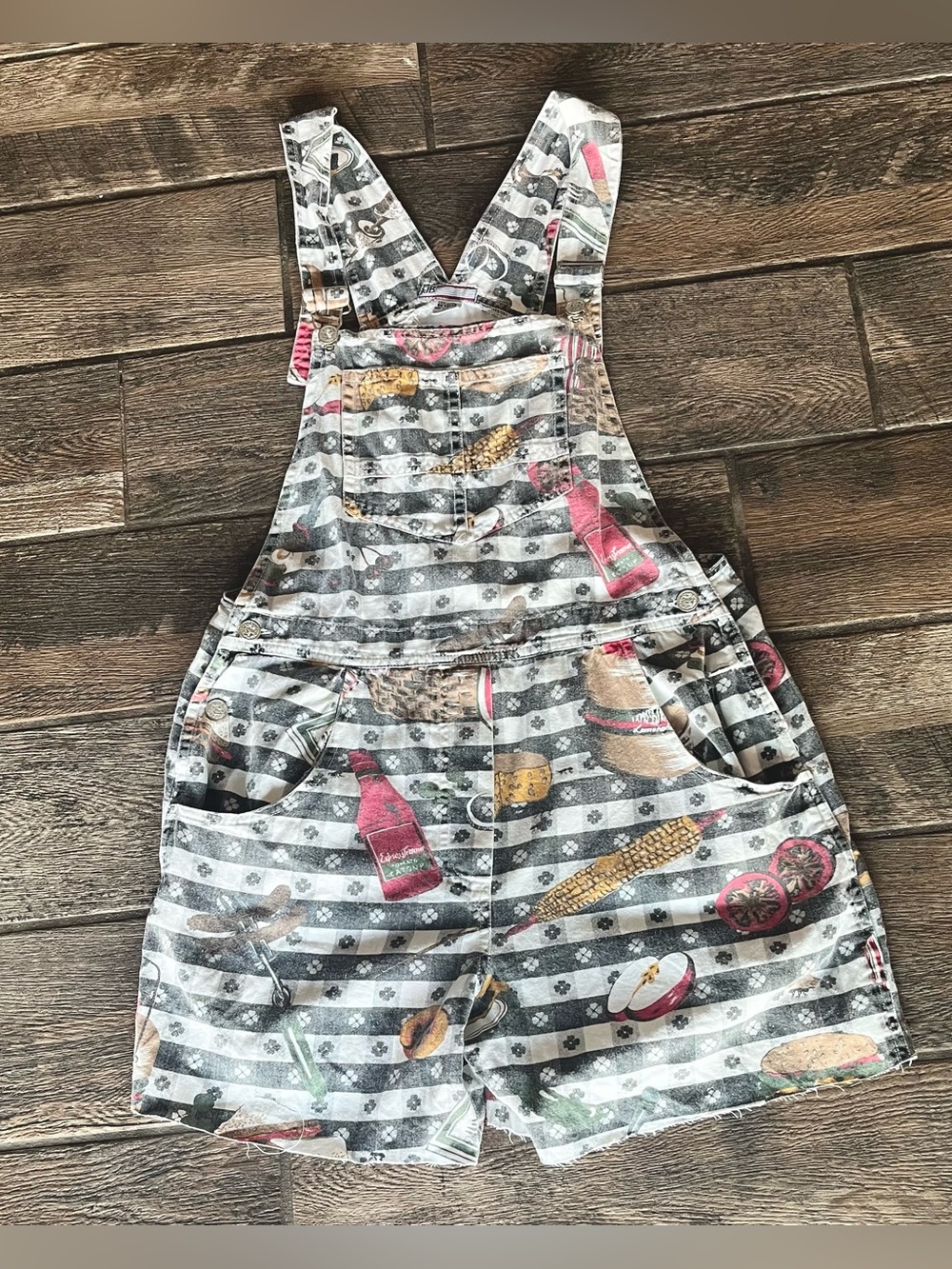 JB Picnic themed shortalls shorts 100% cotton L